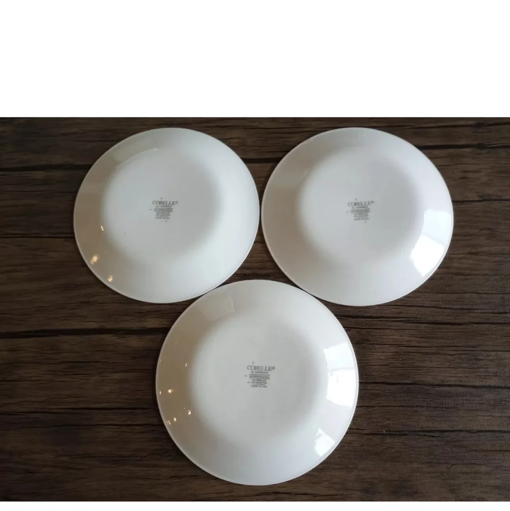 Corelle Spearmint Bread Plates White Green Leaves Blue Scrolls 6.75